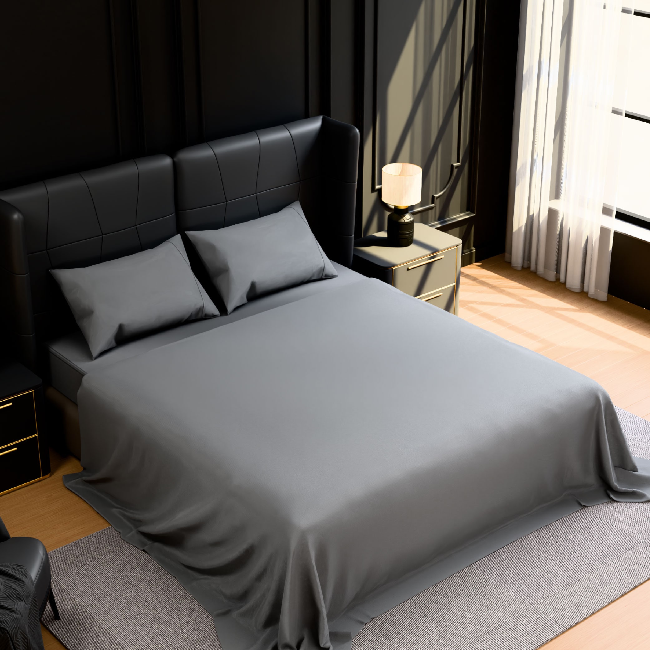 Bedding King Bed Sheets Set - 4 Piece Bedding - Brushed Microfiber - Shrinkage And Fade Resistant - Easy Care (King, Grey)_voghion.com